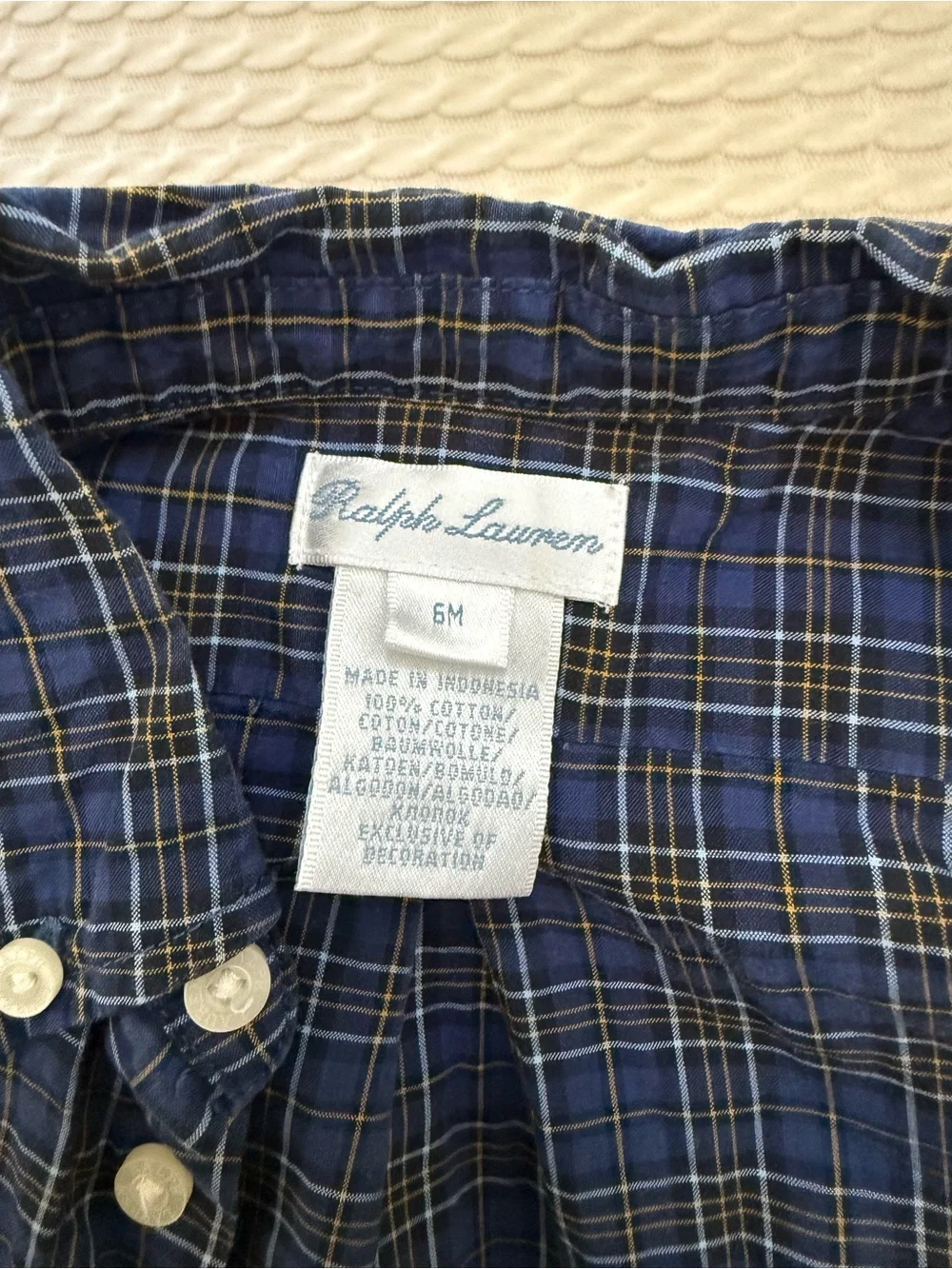 Ralph Lauren Boys Navy & Yellow Plaid Button-Down Shirt